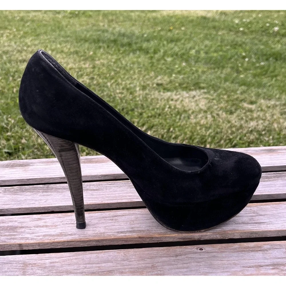 Stuart Weitzman Shoes Womens Size 6 Black Suede Platform Stiletto Pumps Heel